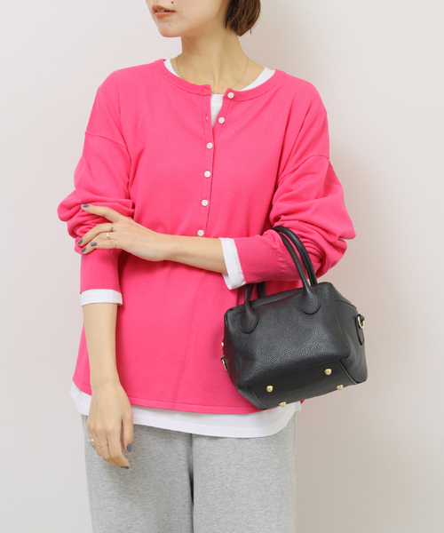 JOURNAL STANDARD relume（ジャーナルスタンダード　レリューム）の「《追加》［2枚セット / SS素材］3WAYレイヤードヘンリープルオーバー（ニット/セーター・レディース・グリーン/ライトグレー/ピンク系その他/ブラック・FREE）」の4枚目の写真