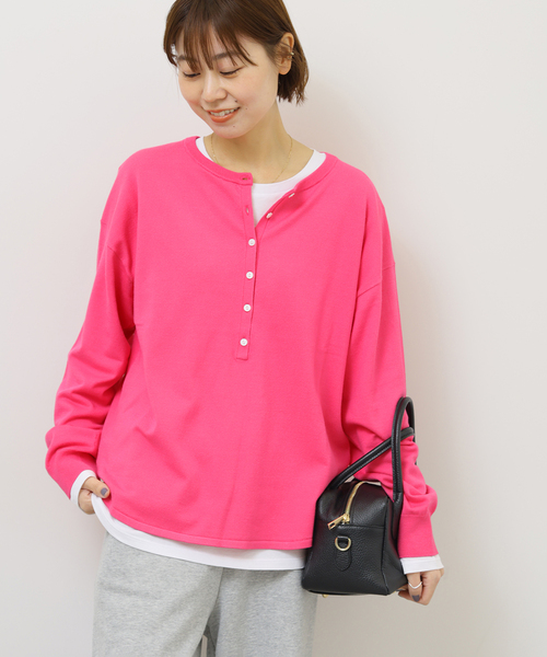 JOURNAL STANDARD relume（ジャーナルスタンダード　レリューム）の「《追加》［2枚セット / SS素材］3WAYレイヤードヘンリープルオーバー（ニット/セーター・レディース・グリーン/ライトグレー/ピンク系その他/ブラック・FREE）」の5枚目の写真