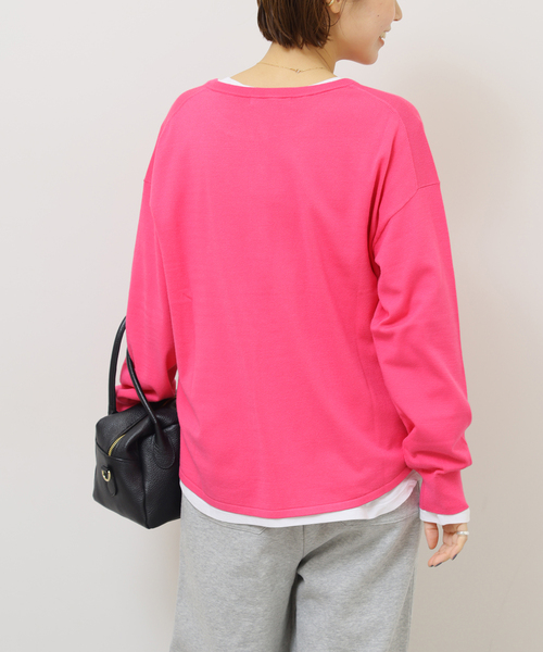 JOURNAL STANDARD relume（ジャーナルスタンダード　レリューム）の「《追加》［2枚セット / SS素材］3WAYレイヤードヘンリープルオーバー（ニット/セーター・レディース・グリーン/ライトグレー/ピンク系その他/ブラック・FREE）」の8枚目の写真