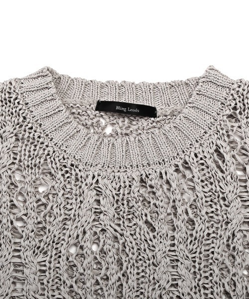 LUXSTYLE(ラグスタイル)の「テープヤーンレース編みニット(ニット/セーター・メンズ・グレー/ブラック・L/M)」の11枚目の写真