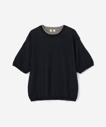 UNFIL | ハイツイストコットン シアー レイヤード半袖ニット WOMEN
