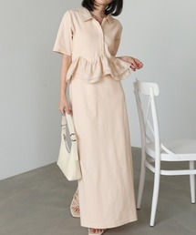 【ご好評につき再入荷!】【サイズ展開あり】ウエストフリル衿付カットワンピース