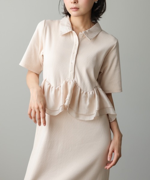 Bab(バブ)の「【ご好評につき再入荷!】【サイズ展開あり】ウエストフリル衿付カットワンピース(ワンピース・レディース・ブラック/ベージュ・M/S)」の14枚目の写真