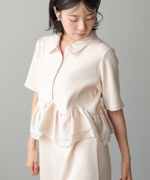 Bab(バブ)の「【ご好評につき再入荷!】【サイズ展開あり】ウエストフリル衿付カットワンピース(ワンピース・レディース・ブラック/ベージュ・M/S)」の12枚目の写真