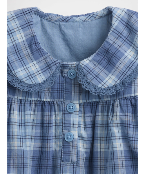 GAP(ギャップ)の「プレイド ラッフルフリル 襟付きワンピース (ベビー)(ワンピース・キッズ・ブルー・60cm/70cm/80cm/90cm)」の3枚目の写真