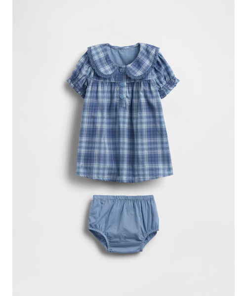 GAP(ギャップ)の「プレイド ラッフルフリル 襟付きワンピース (ベビー)(ワンピース・キッズ・ブルー・60cm/70cm/80cm/90cm)」の4枚目の写真