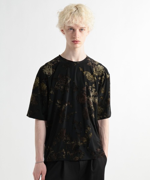 HARE（ハレ）の「フラワージャガードカット(HARE)（Tシャツ/カットソー・メンズ・ブラック/ボルドー・FREE）」の7枚目の写真
