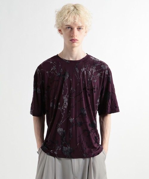 HARE（ハレ）の「フラワージャガードカット(HARE)（Tシャツ/カットソー・メンズ・ブラック/ボルドー・FREE）」の12枚目の写真