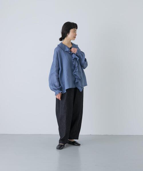 かぐれ(カグレ)の「綿麻デニムボリュームパンツ(デニムパンツ・レディース・インディゴブルー・FREE)」の8枚目の写真
