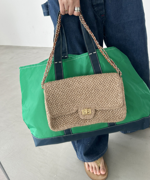 FRAMeWORK（フレームワーク）の「A POINT/アポワン MALALA（かごバッグ・レディース・ネイビー/アイボリー・FREE）」の7枚目の写真