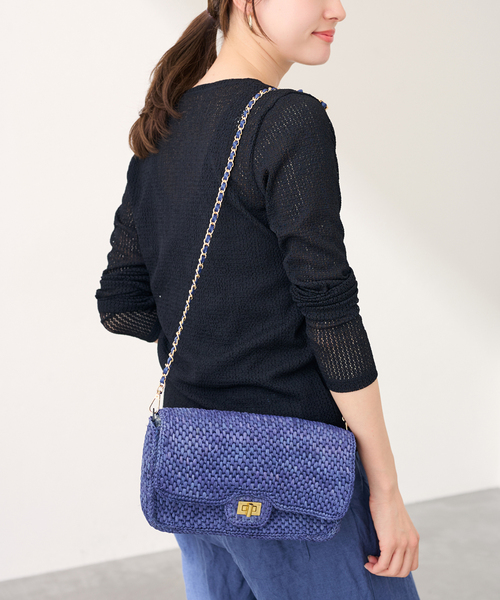 FRAMeWORK（フレームワーク）の「A POINT/アポワン MALALA（かごバッグ・レディース・ネイビー/アイボリー・FREE）」の12枚目の写真