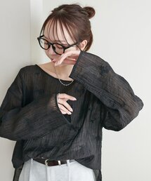 透け感 花柄刺繍 シースルー」に該当するシャツ/ブラウスファッション