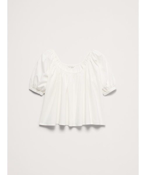 Banana Republic(バナナリパブリック)の「ブリージー コットン スクープネックトップ(Tシャツ/カットソー・レディース・ブラック/ホワイト・L/XS/M/S)」の8枚目の写真