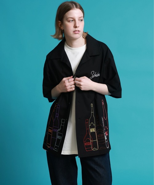 JACKROSE(ジャックローズ)の「YOIDORE 酒ボトル 刺繍シャツ(シャツ/ブラウス・メンズ・ブラック・M/L/XL)」の4枚目の写真