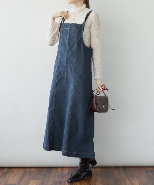 RCD(アールシーディー)の「前ジッパーデニムジャンスカ(デニムスカート・レディース・ワンウォッシュ/ネイビー・M/L/LL)」の7枚目の写真