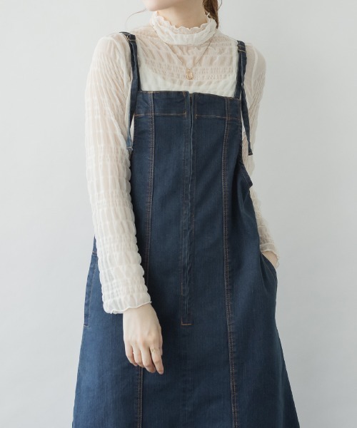 RCD(アールシーディー)の「前ジッパーデニムジャンスカ(デニムスカート・レディース・ワンウォッシュ/ネイビー・M/L/LL)」の10枚目の写真