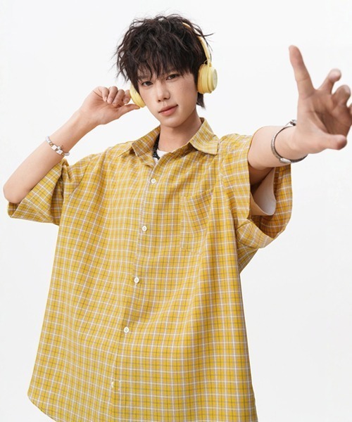 Ressaca(レサーカ)の「オーバーサイズチェック柄半袖シャツ(シャツ/ブラウス・メンズ・ブルー/イエロー・M/XL/L)」の8枚目の写真