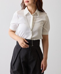 隠しボタンミニマル半袖シャツ