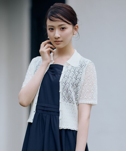 TOCCA（トッカ）の「SPIDER LACE KNIT レースニットカーディガン（カーディガン/ボレロ・レディース・アイボリー系/ブラック系・SMALL/MEDIUM）」の12枚目の写真