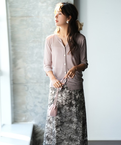 DRESS PLUS（ドレスプラス）の「【接触冷感】スキッパーネックサマーニットカーディガン（カーディガン/ボレロ・レディース・ブラック/チャコールグレー/ブルー/ホワイト/グリーン/ラベンダー/ベージュ/ネイビー/パープル・M/L）」の9枚目の写真
