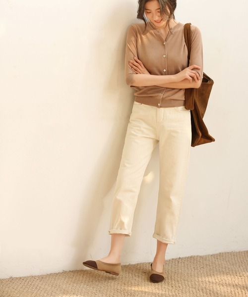 DRESS PLUS（ドレスプラス）の「【接触冷感】スキッパーネックサマーニットカーディガン（カーディガン/ボレロ・レディース・ブラック/チャコールグレー/ブルー/ホワイト/グリーン/ラベンダー/ベージュ/ネイビー/パープル・M/L）」の5枚目の写真