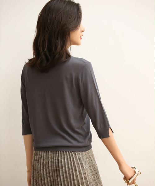 DRESS PLUS（ドレスプラス）の「【接触冷感】スキッパーネックサマーニットカーディガン（カーディガン/ボレロ・レディース・ブラック/チャコールグレー/ブルー/ホワイト/グリーン/ラベンダー/ベージュ/ネイビー/パープル・M/L）」の22枚目の写真