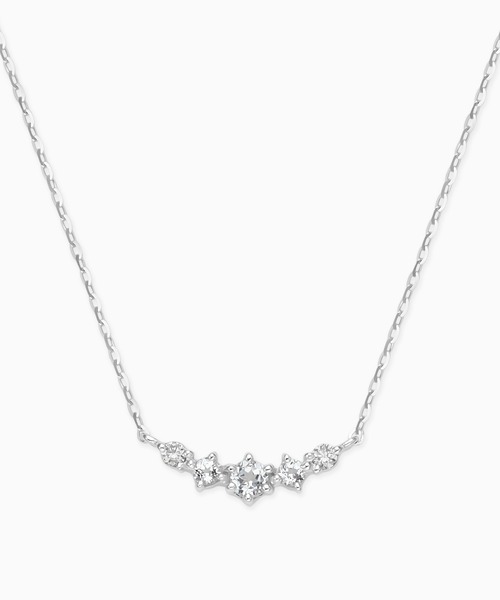 K10WG ホワイトトパーズ・ダイヤモンド ネックレス（ネックレス 