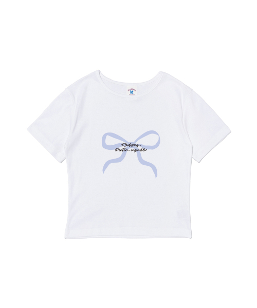 ROIDESROIS(ロワデロワ)の「リボンプリントクロップ半袖Tシャツ(ホワイト)(Tシャツ/カットソー・レディース・その他・FREE)」の1枚目の写真