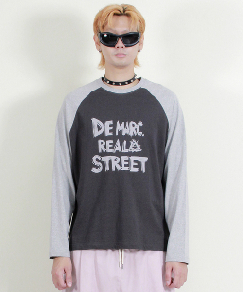 DEMARC(ドゥマーク)の「テキストラグラン配色長袖Tシャツグレー&チャコール(Tシャツ/カットソー・メンズ・その他・MEDIUM/LARGE)」の5枚目の写真