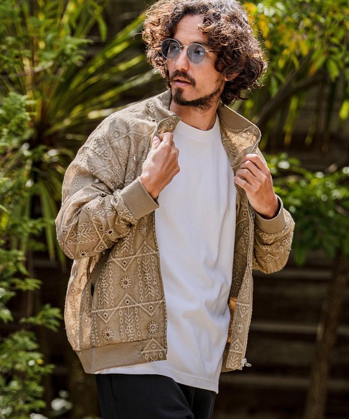 CAMBIO（カンビオ）の「mj11603-Native Inspired Pattern Zip Up Jacket ジップアップブルゾン(PF-262-007)（ブルゾン・メンズ・グレー/カーキ・M/L）」の3枚目の写真