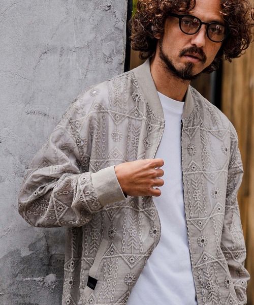 CAMBIO（カンビオ）の「mj11603-Native Inspired Pattern Zip Up Jacket ジップアップブルゾン(PF-262-007)（ブルゾン・メンズ・グレー/カーキ・M/L）」の10枚目の写真