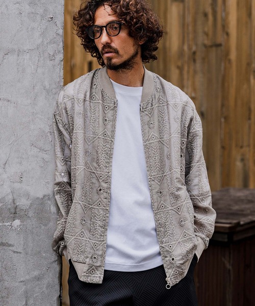 CAMBIO（カンビオ）の「mj11603-Native Inspired Pattern Zip Up Jacket ジップアップブルゾン(PF-262-007)（ブルゾン・メンズ・グレー/カーキ・M/L）」の11枚目の写真