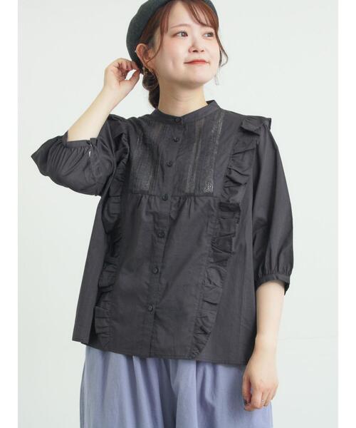 Samansa Mos2(サマンサ モスモス)の「ショルダーフリルブラウス(シャツ/ブラウス・レディース・ブラック/サックスブルー/オフホワイト・F)」の15枚目の写真