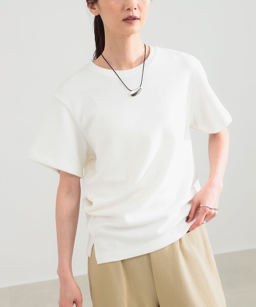 Demi-Luxe BEAMS（デミルクス ビームス）の「ブークレ アシンメトリーヘム Tシャツ（Tシャツ/カットソー・レディース・グレー/ブラウン/ホワイト・ONE SIZE）」の7枚目の写真