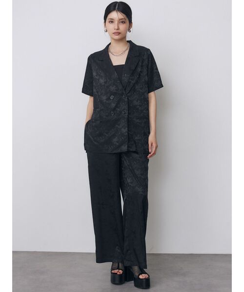 MURUA(ムルーア)の「【WEB限定】ジャガードフラワーワイドパンツ 夏服(その他パンツ・レディース・ブラック/ミント・FREE)」の4枚目の写真
