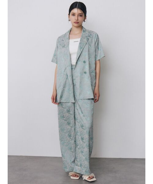MURUA(ムルーア)の「【WEB限定】ジャガードフラワーワイドパンツ 夏服(その他パンツ・レディース・ブラック/ミント・FREE)」の11枚目の写真