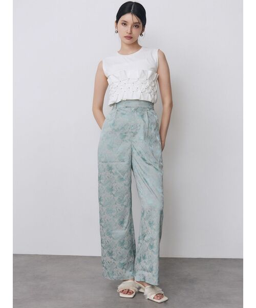 MURUA(ムルーア)の「【WEB限定】ジャガードフラワーワイドパンツ 夏服(その他パンツ・レディース・ブラック/ミント・FREE)」の19枚目の写真