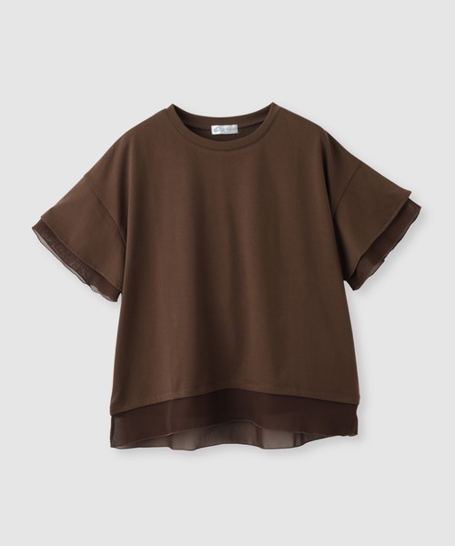 NAVY(ネイビー)の「SARARI 接触冷感 UVカット シフォンドッキング クルーネック 半袖プルオーバー(Tシャツ/カットソー・レディース・ブラック/ブラウン/オフホワイト・M/L)」の11枚目の写真