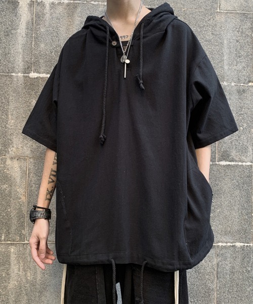 トップス CVTVLIST USUAL SHORT SLEEVE HOODIE&PANTS セール】Minimal Short Sleeve Hoodie ミニマルショートスリーブ