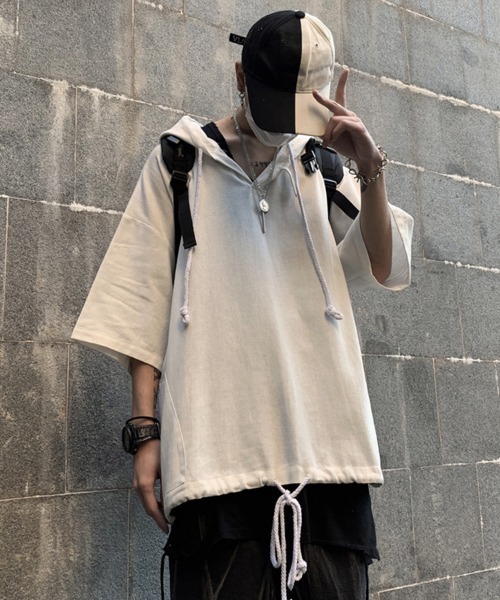 KELVIN(ケルヴァン)の「Minimal Short Sleeve Hoodie ミニマルショートスリーブフーディー(その他トップス・メンズ・ホワイト/ブラック・LARGE/MEDIUM)」の18枚目の写真