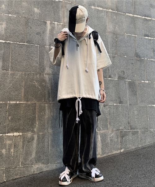 KELVIN(ケルヴァン)の「Minimal Short Sleeve Hoodie ミニマルショートスリーブフーディー(その他トップス・メンズ・ホワイト/ブラック・LARGE/MEDIUM)」の19枚目の写真