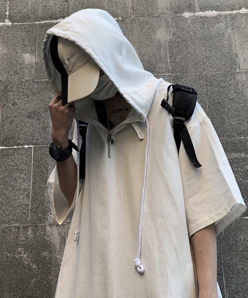 KELVIN(ケルヴァン)の「Minimal Short Sleeve Hoodie ミニマルショートスリーブフーディー(その他トップス・メンズ・ホワイト/ブラック・LARGE/MEDIUM)」の20枚目の写真
