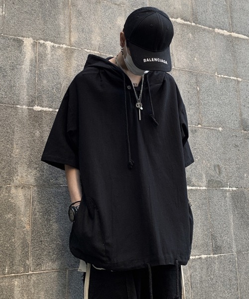 KELVIN(ケルヴァン)の「Minimal Short Sleeve Hoodie ミニマルショートスリーブフーディー(その他トップス・メンズ・ホワイト/ブラック・LARGE/MEDIUM)」の6枚目の写真