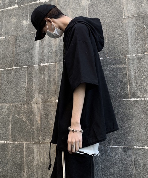 KELVIN(ケルヴァン)の「Minimal Short Sleeve Hoodie ミニマルショートスリーブフーディー(その他トップス・メンズ・ホワイト/ブラック・LARGE/MEDIUM)」の7枚目の写真
