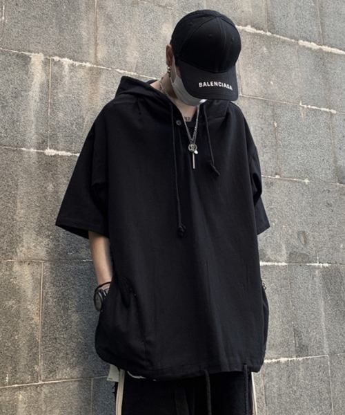 KELVIN(ケルヴァン)の「Minimal Short Sleeve Hoodie ミニマルショートスリーブフーディー(その他トップス・メンズ・ホワイト/ブラック・LARGE/MEDIUM)」の15枚目の写真