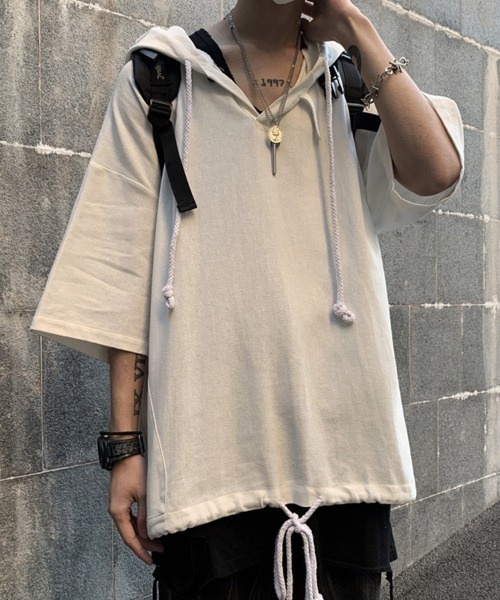 KELVIN(ケルヴァン)の「Minimal Short Sleeve Hoodie ミニマルショートスリーブフーディー(その他トップス・メンズ・ホワイト/ブラック・LARGE/MEDIUM)」の22枚目の写真