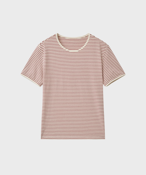 NOIRER(ノイア)の「コットンピンストライプTシャツ(アイレッド)(Tシャツ/カットソー・メンズ・その他・48/50/52)」の2枚目の写真