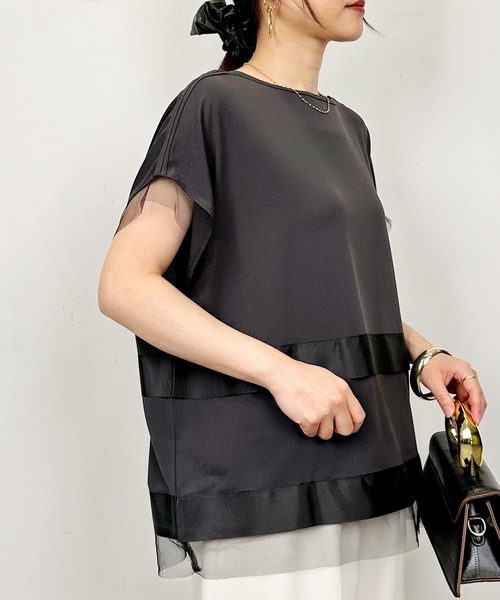 Lo-Fi(ローファイ)の「【WEB限定】異素材切り替えプルオーバー(Tシャツ/カットソー・レディース・アイボリー/チャコールグレー・M)」の11枚目の写真