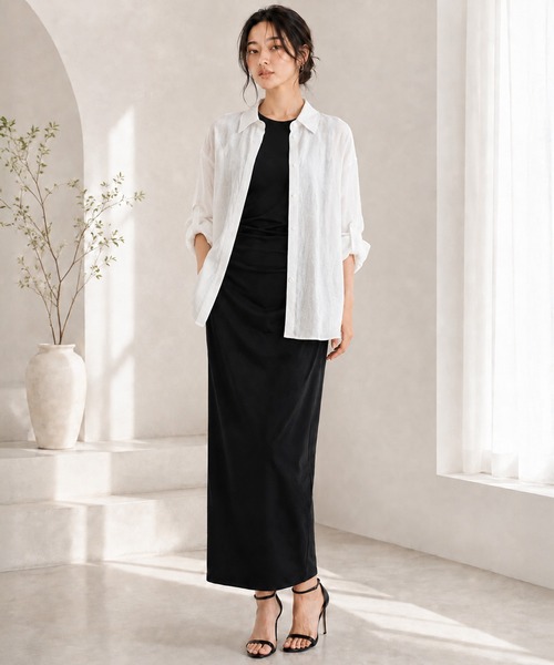 by LEGNA(バイレグナ)の「選べる着丈ウエストギャザーワンピース(ワンピース・レディース・ブラック/杢グレー/チャコール・L-Short/M-Short/L-Regular/M-Regular/L-Long/M-Long)」の9枚目の写真