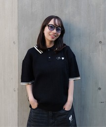 kaoyorinakami（カオヨリナカミ）の「☻<❤ knit polo/ カオヨリナカミニットポロシャツ（ポロシャツ）」